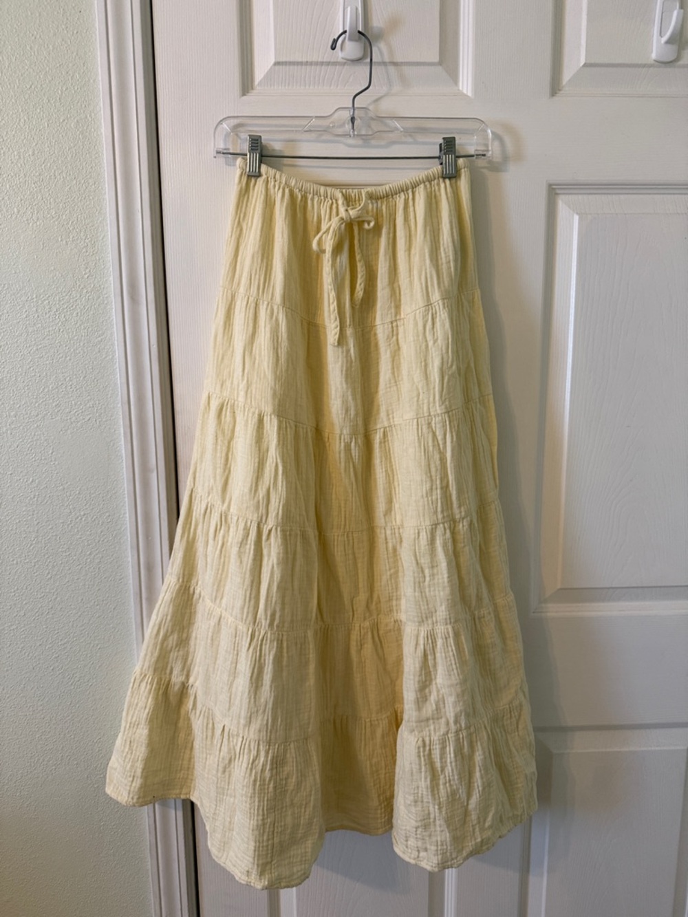 Cotton On Pale Yellow Tiered Maxi Skirt